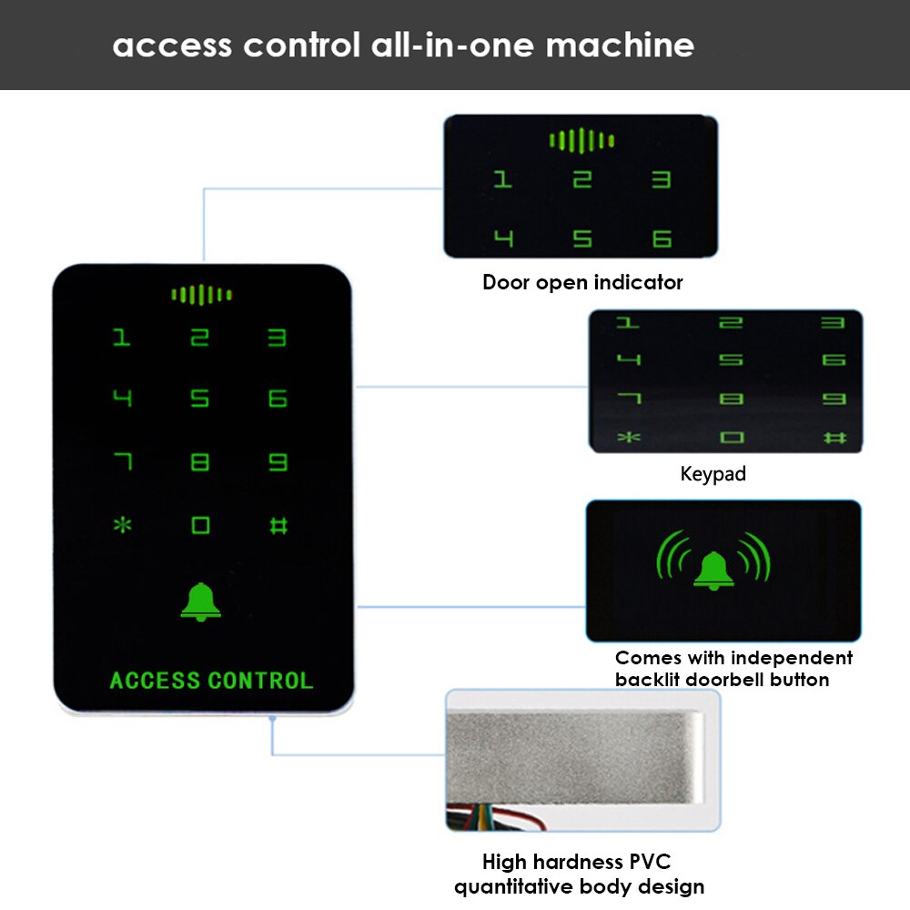 Backlight Wachtwoord Toetsenbord 125Khz Rfid Toegang Controlle Elektronische Toegang Lock Power Toegangscontrole Systeem Kit 1000 Gebruiker