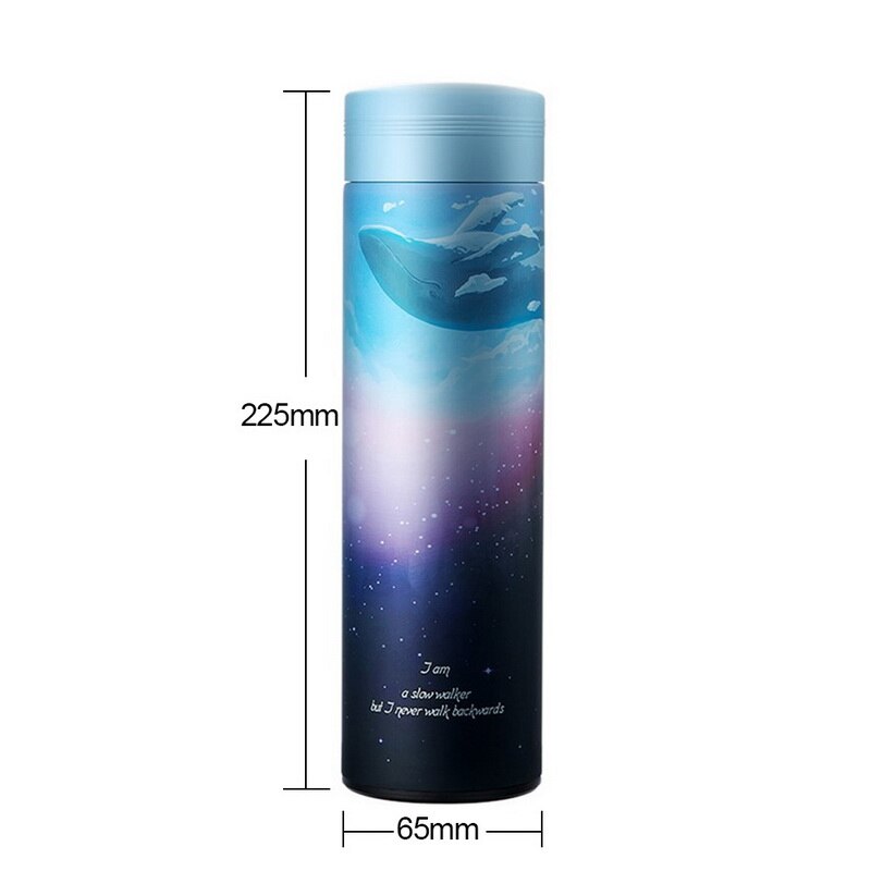 Termo de acero inoxidable de 500ML para infusiones, taza de té con termo de viaje, vaso de café, botella de agua aislada, 304: Blue Black