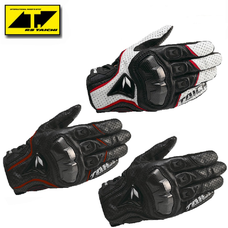 TAICHI RST390 Motorrad Vollleder Kohlefaser Handschuhe Offroad Motorrad Rennen atmungsaktive perforierte Schutzhandschuhe