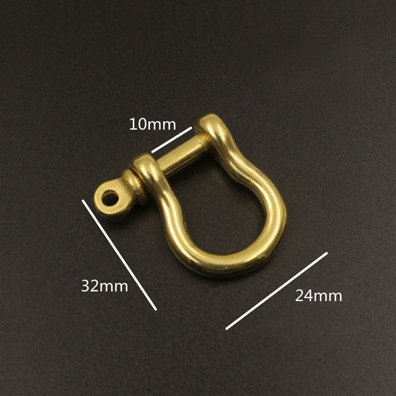 Solid Brass Carabiner D Bow Shackle Fob Key Ring Keychain Hook Screw Joint Connector Buckle: 10mm
