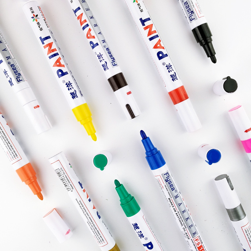 12 Color White Waterproof Rubber Permanent Paint Marker Pen Car Tyre Tread Environmental Tire Painting Highlighter Pen