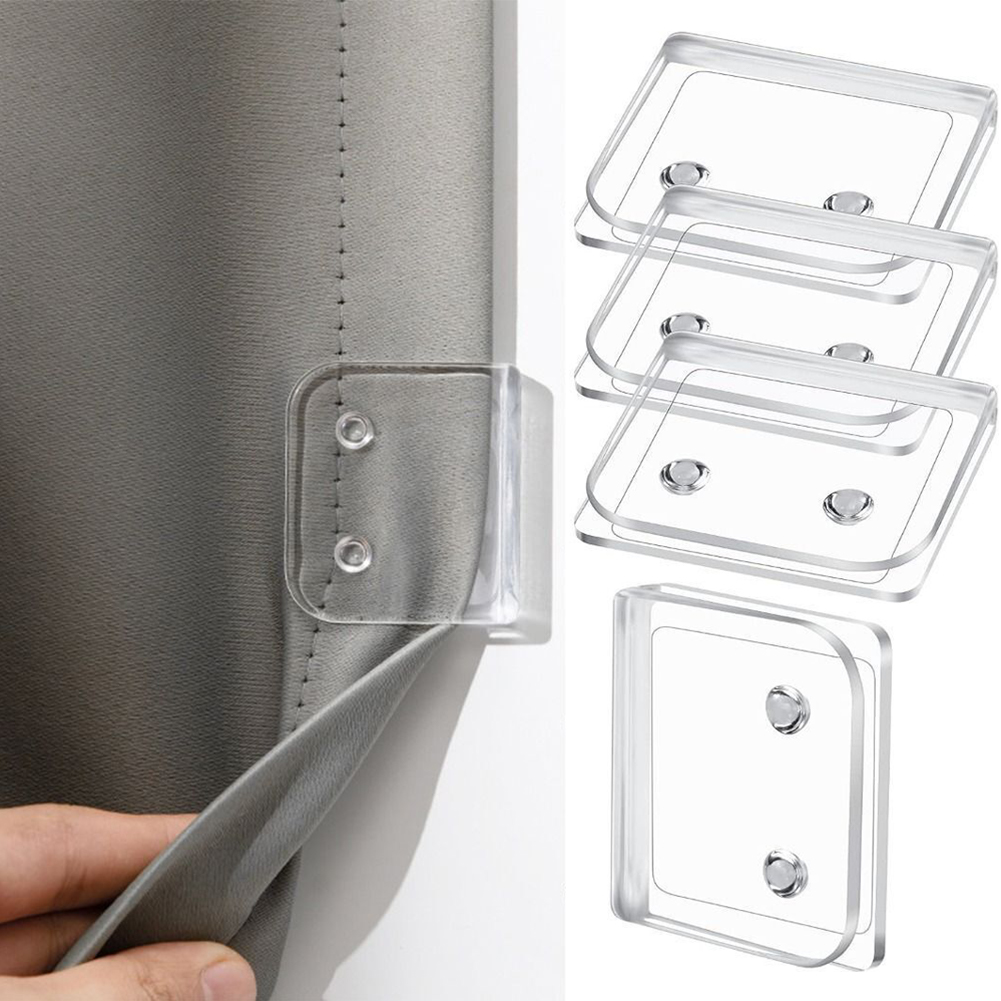 4 Stück Duschvorhang-Clips, winddicht, selbstklebend, Duschvorhang-Clips, WC-Vorhang-Ringe, Clip-Halter, Badezimmer-Zubehör