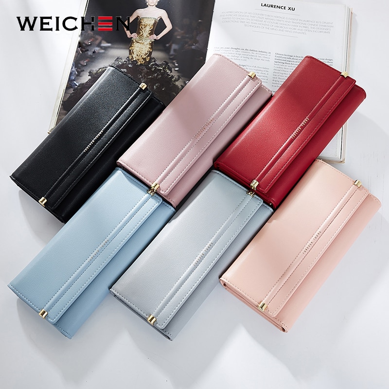 WEICHEN Brand Women Wallet Many Departments Long Card Holder Female Wallets Concise Style Ladies Clutch Purse