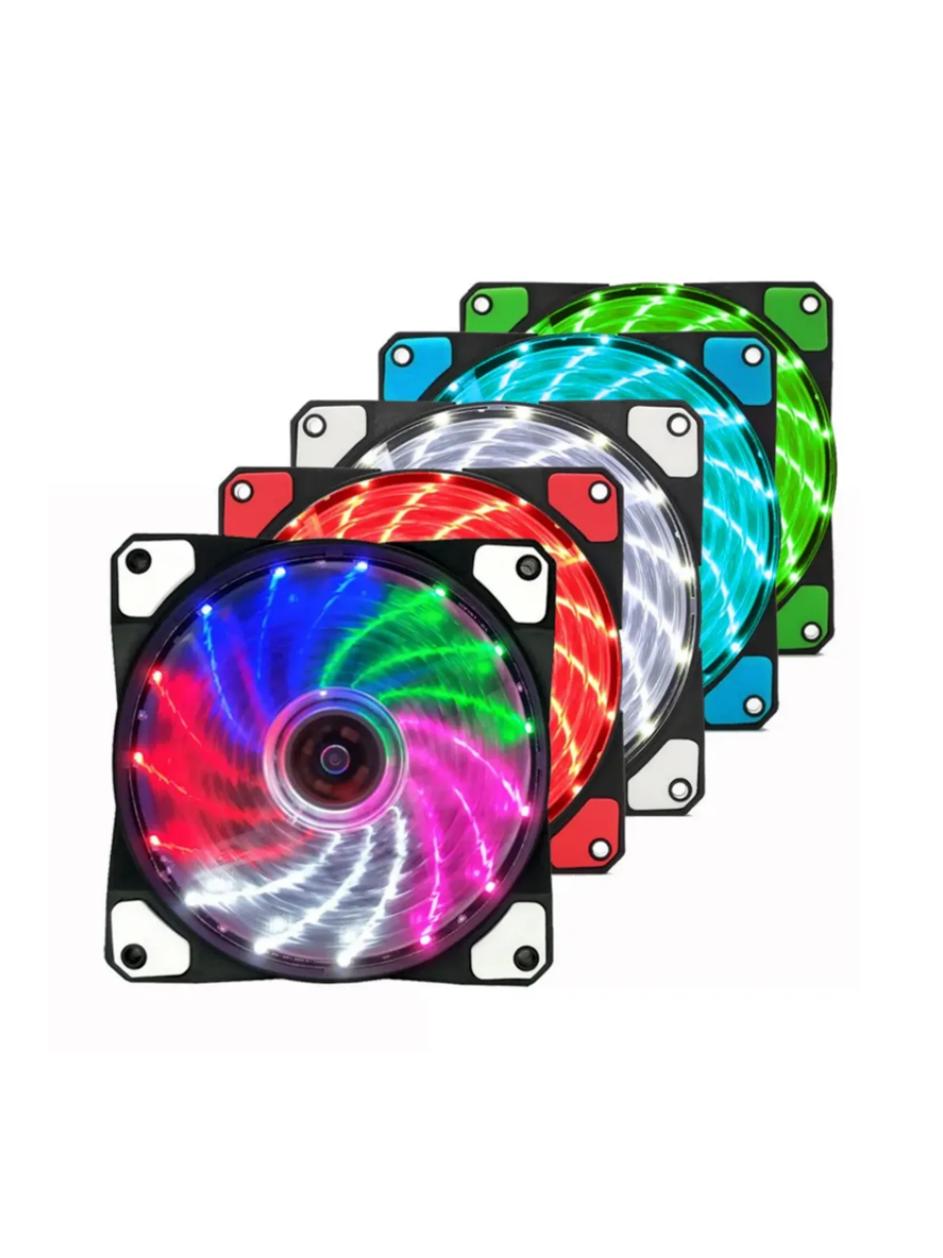 Ventola di raffreddamento per Astuccio per PC per computer ultra silenziosa da 120 mm 15 portato 15 portato 12V con connettore Molex silenzioso in gomma Ventole con spina 3/4 spillo Dispositivo di raffreddamento