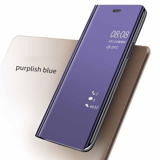 Flip Leather telefon Cover For Huawei p20 p20pro p20lite Smart Mirror Mobile phone Case phone holder stand accessory bag: For Huawei p20 Lite / deep blue