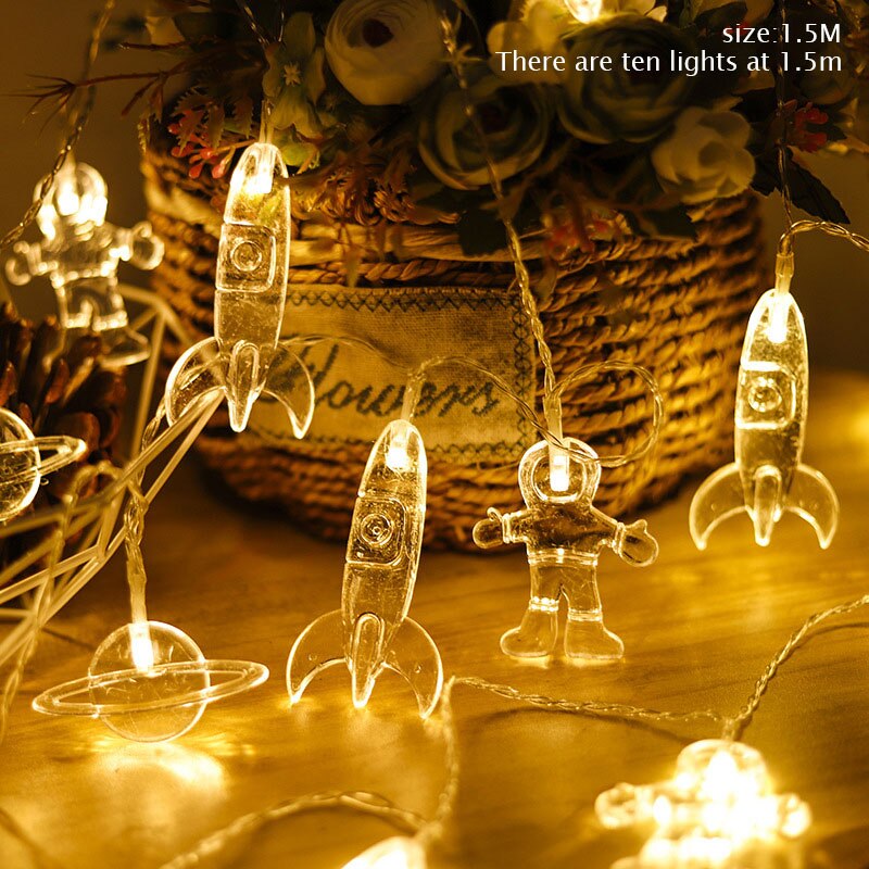 1.5m Led Spaceman Astronaut Rocket Universe Burst Ball Light Sting Kids Boys Outer Space Theme Birthday Party Decorations Favor