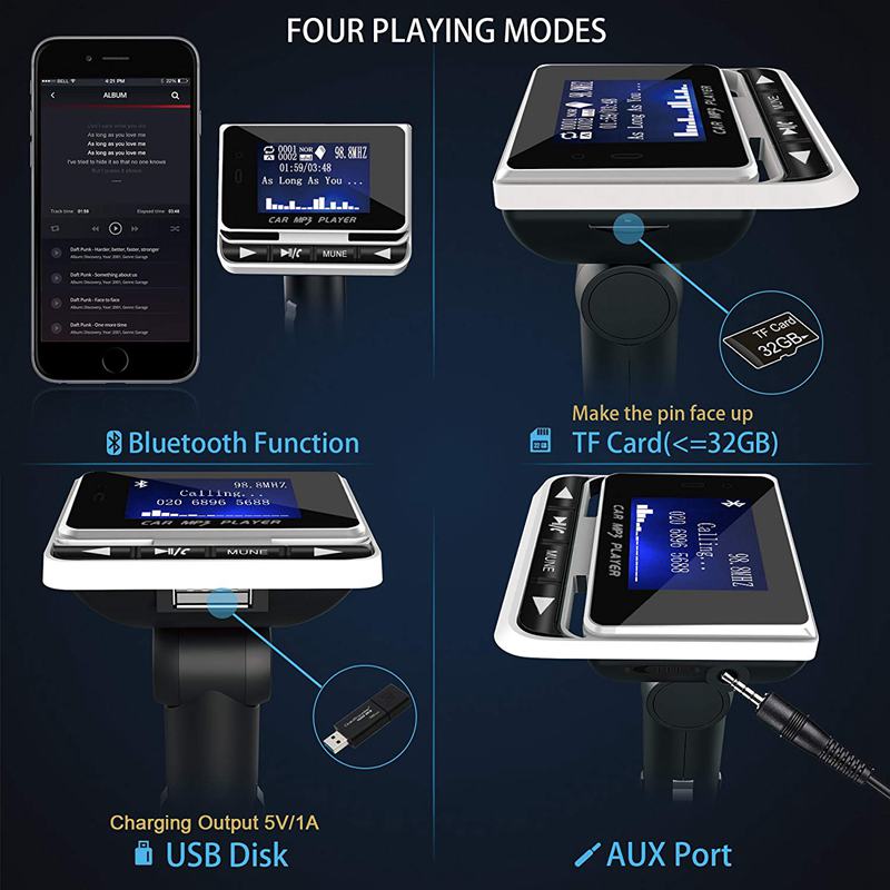 Fm-zender, Auto Zender MP3 Speler Hand Gratis Bellen Radio O Adapter Bluetooth Transmitter Car Kit, usb Lader, Tf Auto