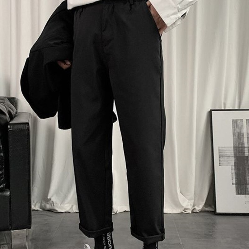 Pantalon coréen pour homme, droite, couleur unie, robe d'affaires, Streetwear sauvage et ample, modèle pantalons décontractés