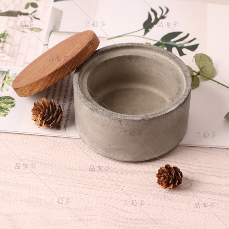 Store content box silicone mold desktop receive jewelry box cement concrete mould by hand: circular