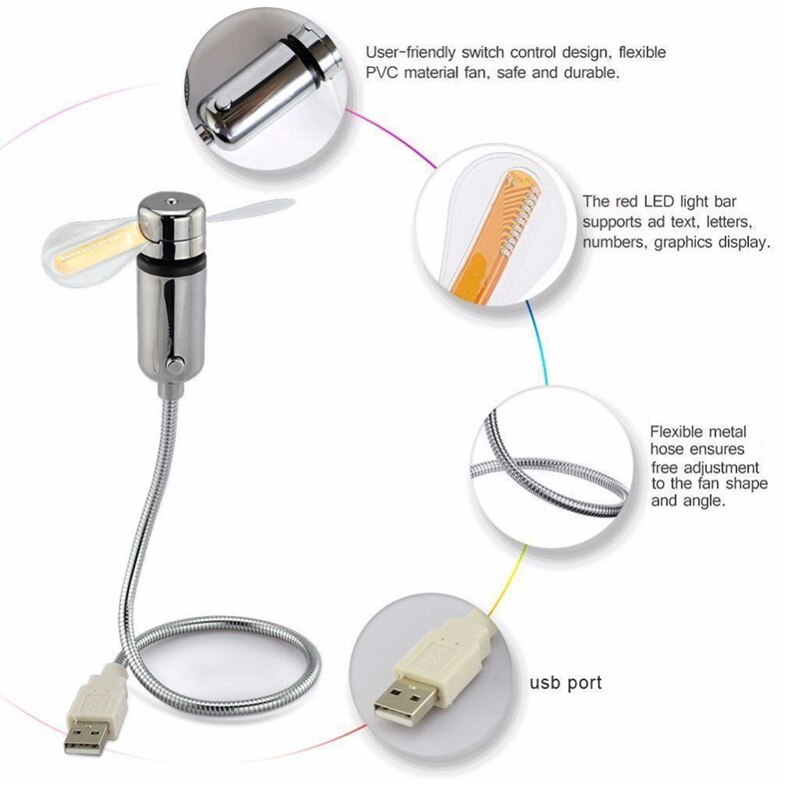 Ventilatore USB ventilatore flessibile programmabile a collo di cigno per PC Laptop Notebook desktop nuovo VDX99