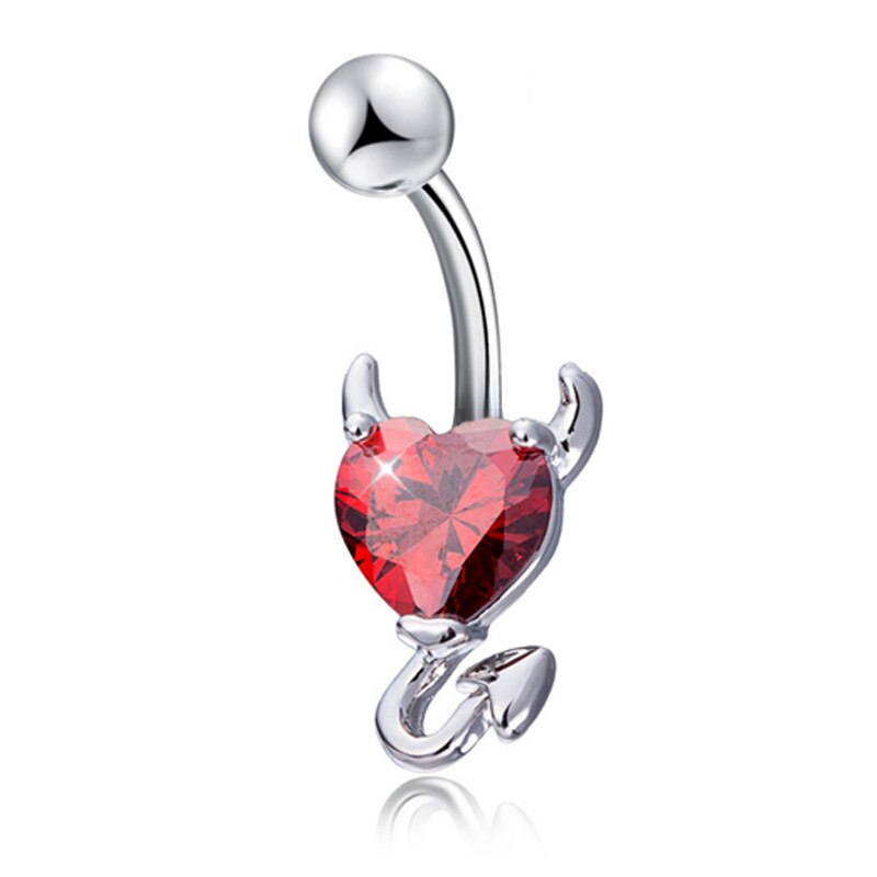 1 Pcs Navel Belly Button Ring Glitter Love Heart Decor Piercing Jewelry Navel Nail SEC88: Red