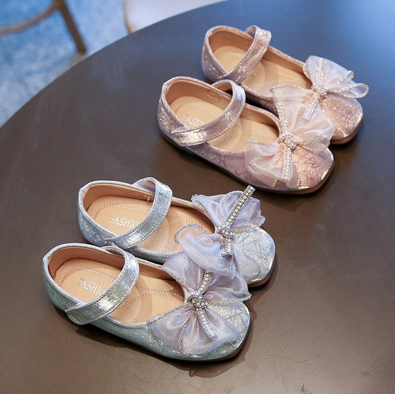 Leather Shoes Baby Girl Shoes Spring Summer Butterfly-knot Princess Kids Shoes E648