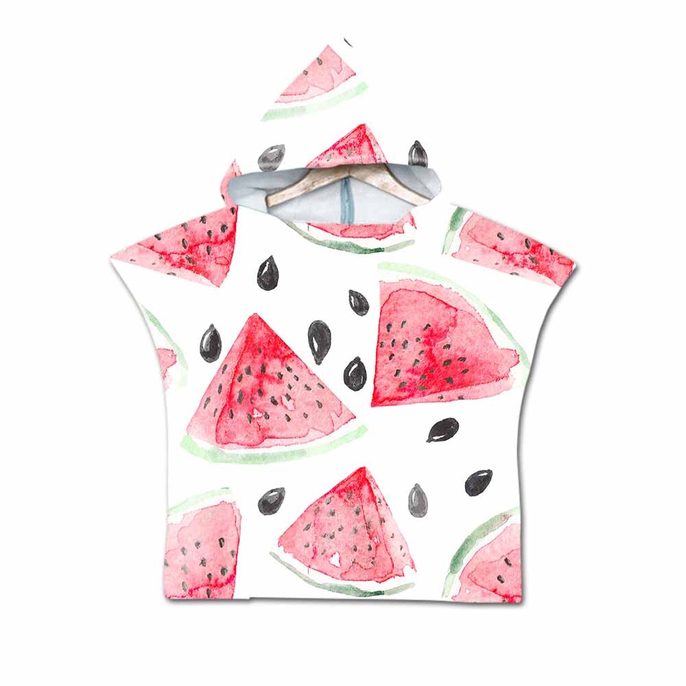 Summer Fruit Watermelon Hooded Towel For Kid Super Soft Microfiber Beach Towel Wearable Towels Coat As 3D Digital Printing: Color 03