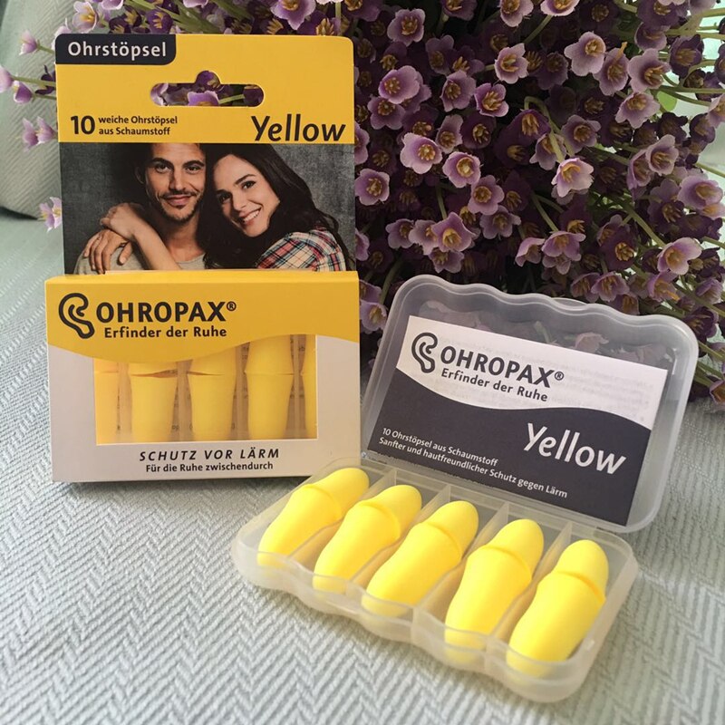Bouchons d'oreille Ohropax jaune M | 5 paires, bouchons d'oreille unisexes en coton doux, protecteur d'oreille, pour voyage, étude, sommeil, réduction du bruit muet