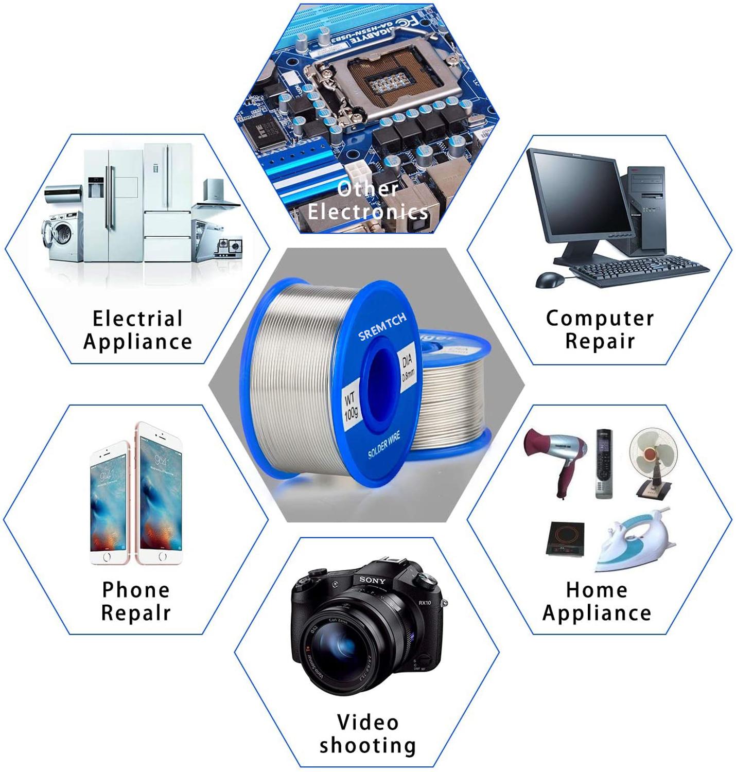 100g Tin lead Rosin Core Solder Wire 0.8mm 2% Flux Reel Welding line Soldering Wire Roll
