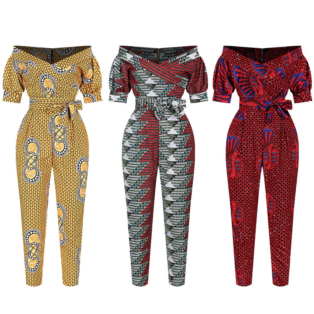 African Women's Jumpsuits Dashiki Print Ankara Outfit For Ladies Groom Pants Africa Clothing