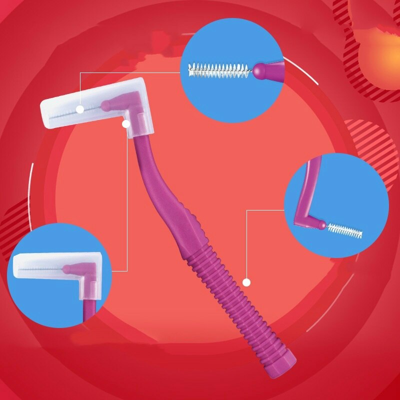 10Pcs 0.6-1.5mm L Interdental Brushes Health Care Tooth Push-Pull Escova Removes Food And Plaque Better Teeth Oral Hygiene Tool