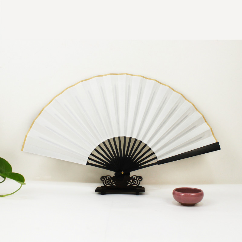 Artist DIY Silk Folding Fans Colorful Bamboo Hand Fan Ventilateur Calligraphy Ink Painting DIY Cloth Fans with Golden Spots: Dark Green / 5.7 inches