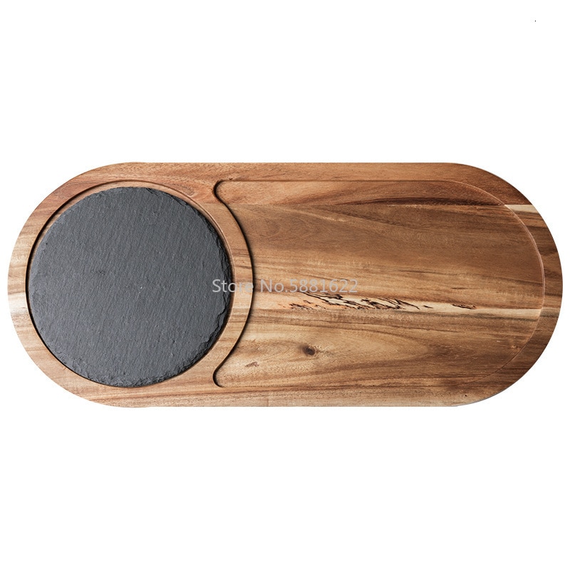 Novelty Solid Wood Snack Disc Wood Tray Black Slate Bread Plate Lovesickness Wooden Plate Western-style Japanese Food