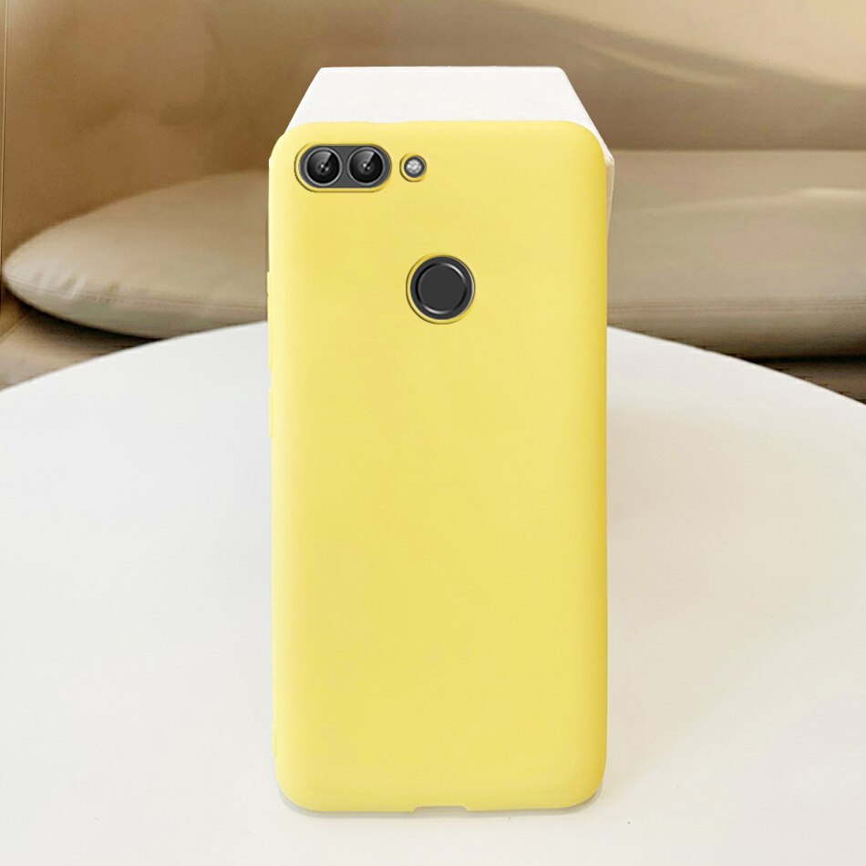 Pour Huawei P étui intelligent Coque Huawei PSmart étui souple mat Silicone pour Funda Huawei P FIG-LX1 intelligent coques de téléphone: Yellow