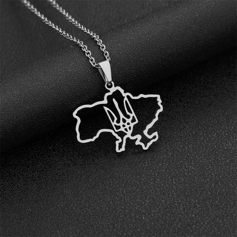 Nowy naszyjnik z mapą Ukrainy dla mężczyzn i kobiet Stal tytanowa Złoty srebrny kolor Choker Ukraina Zarys serca Flaga Biżuteria Prezent: W kolorze różowego złota