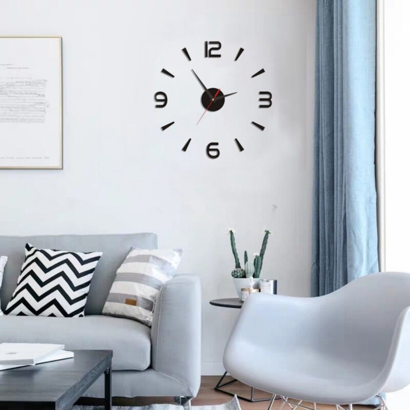 DIY Digital Bar DIY Small Clock Red/Modern 3D Mirror Surface Wall Clock Sticker Home Office Room Decor Clock