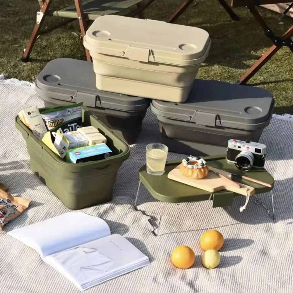 Cesta de Camping plegable de gran capacidad, cesta de Picnic portátil, versátil, impermeable, funcional, Red de Picnic de Primavera al aire libre con tapa