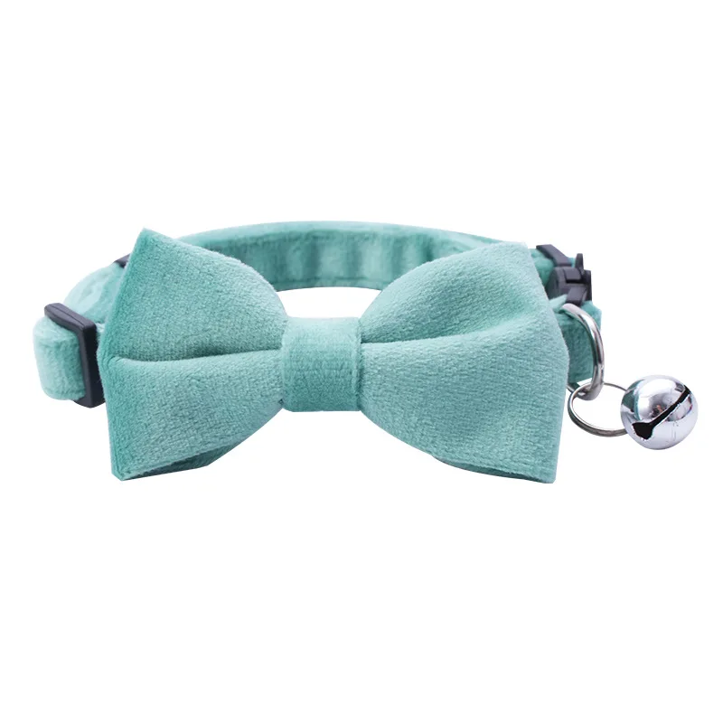 Collar para mascotas con lazo, Collar para gatos, hebilla de seguridad, campana para gatos, Collar antisufocación, Collar para cachorros: Verde claro