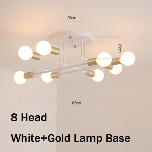 Loftslamper vintage multipel  e27 lampe fod sort/hvid/guld til stue / spisestue / soveværelse led loftslampe: 8 hoved hvidguld
