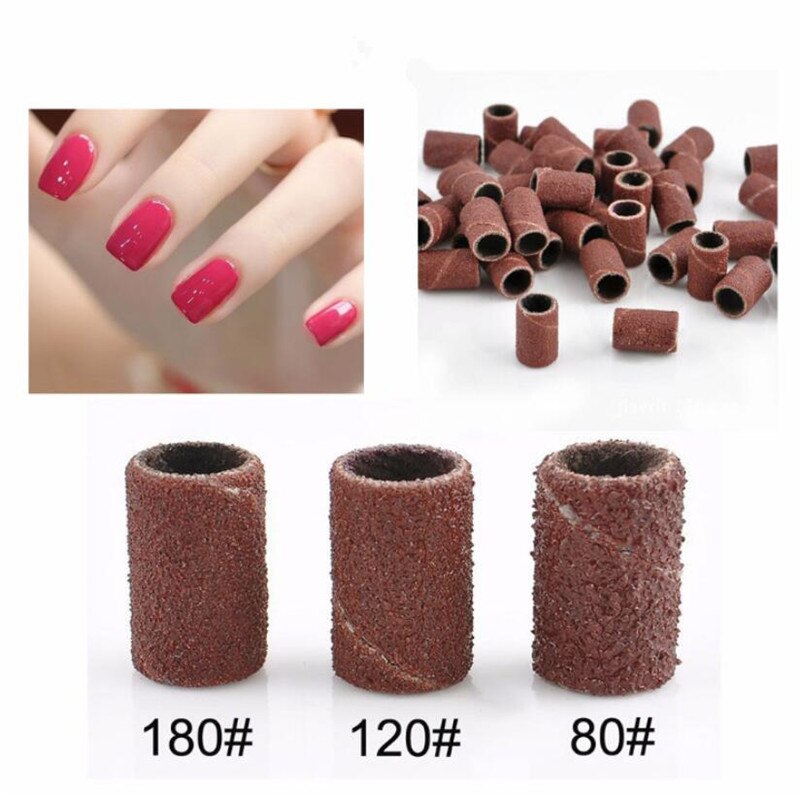 LALILL 100 Stuks Schuurdoppen Korrel 180 Schuurhulzen Schuurbanden Boor Zanding Abrasieve Caps Voetverzorging Bands Mandrell Nagelfrees Opzetstuk Voor Manicure Pedicure Nagelkunst 751224488