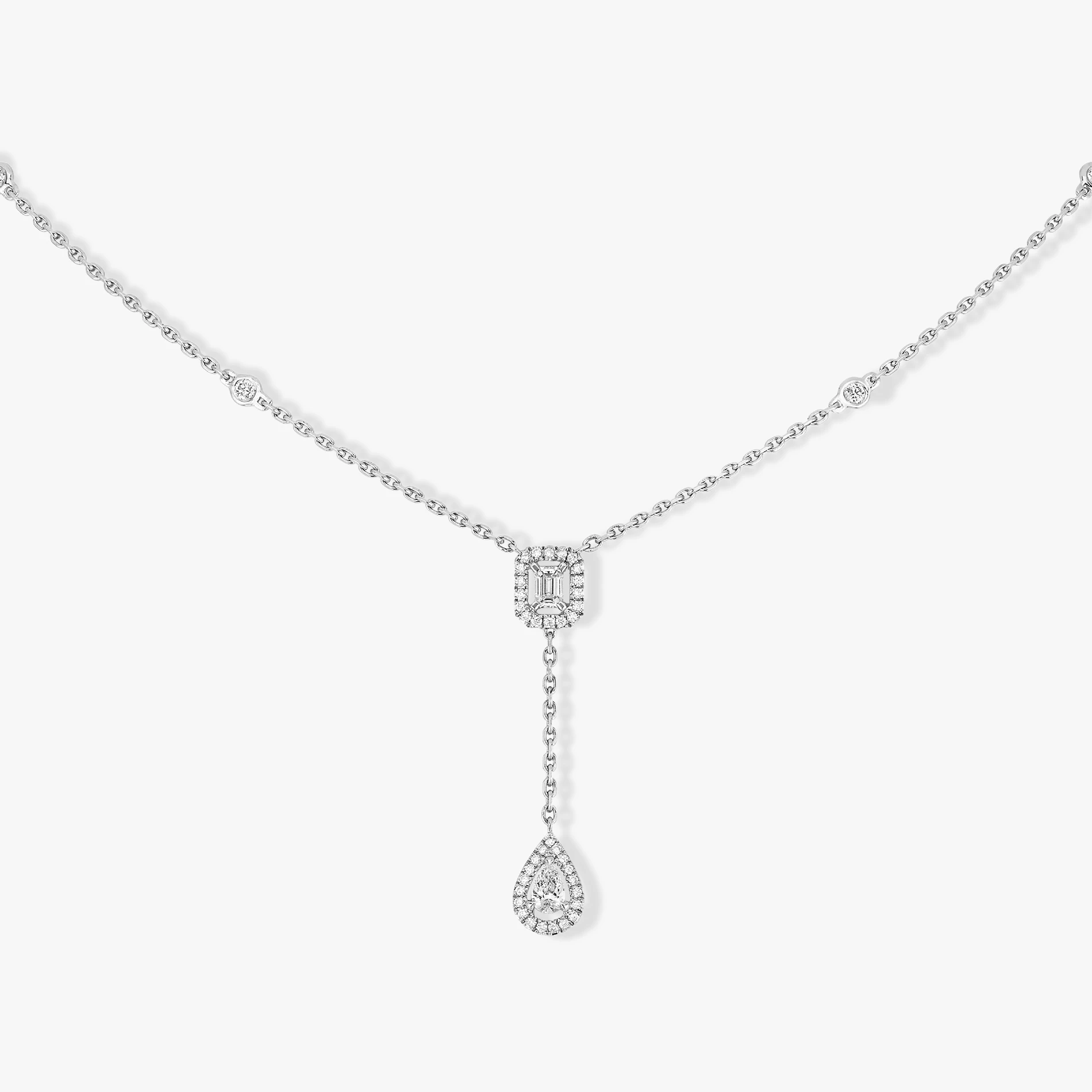 GM – collier Surprise en diamant scintillant pour femmes, haut de gamme, Style Ins, chaîne de pull en forme de Y, goutte d'eau, diamant carré, 2024: WHITE