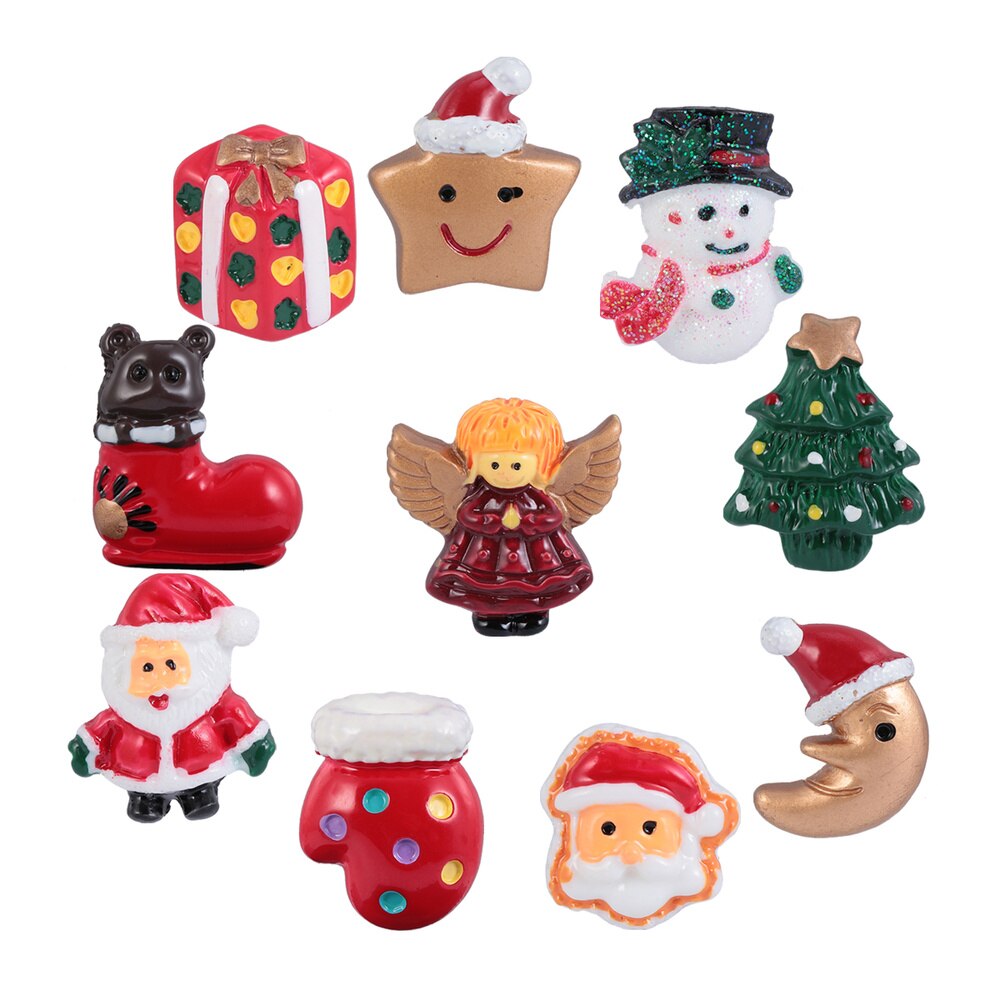 24 stuks stijlvolle, kleurrijke decoratieve kerstversieringen van hars, kerstbedels, kerstaccessoires, doe-het-zelf-versiering voor huisdecoratie