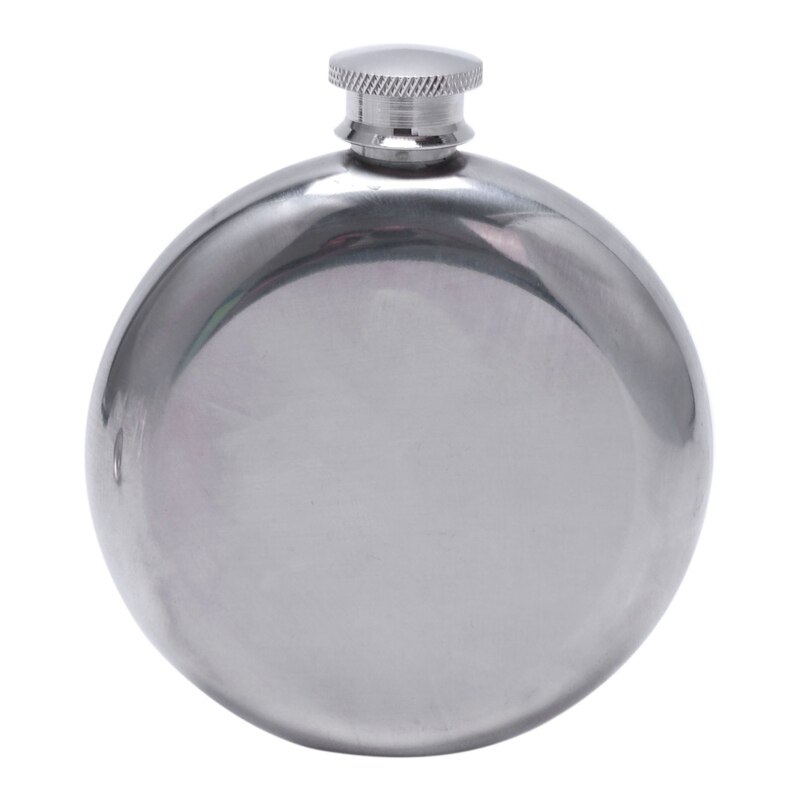 Mini Portable Round Stainless Steel Flask & Funnel Set, 5 oz Silver