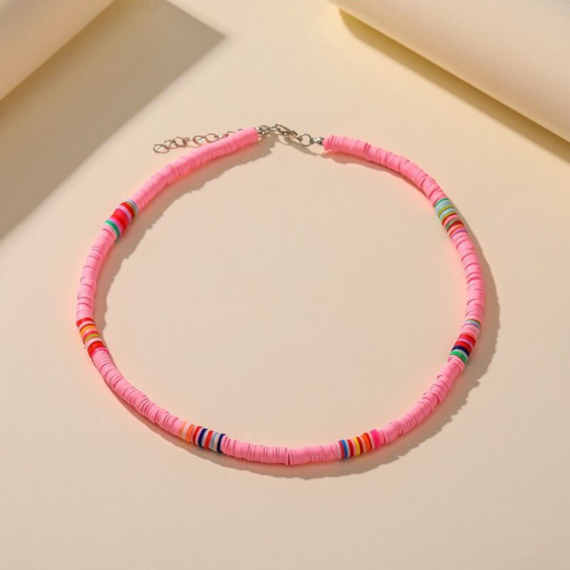 Bohemian etnische stijl ketting retro schijf ketting dames ketting strand veelkleurige polymeer klei sleutelbeen ketting