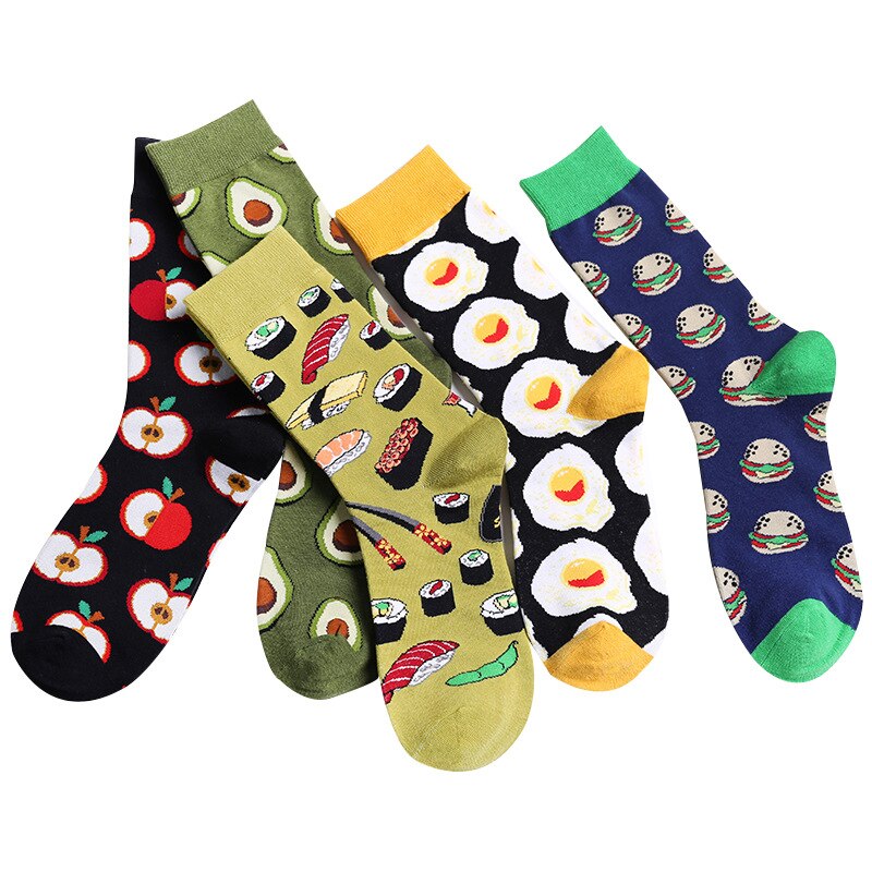 Avocado Omelette Burger Sushi Apple Plant Fruit Food Socks Short Funny Cotton Socks Women Winter Men Unisex Happy Socks Female