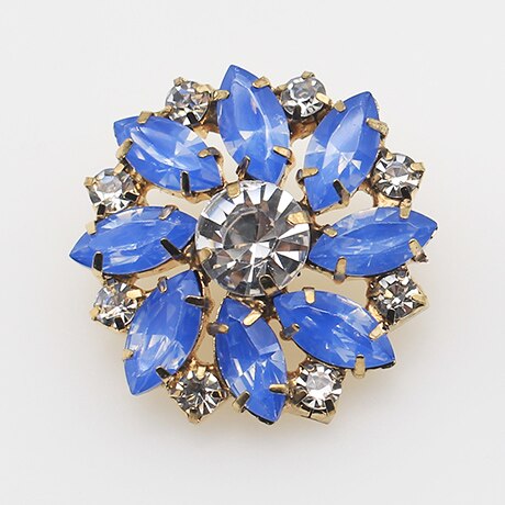 Boutons en résine de protéine cristal strass 28mm, 5 pièces, bouton à tige de fleur bricolage métal couture accessoires décoratifs pour vêtements: Gold-Blue
