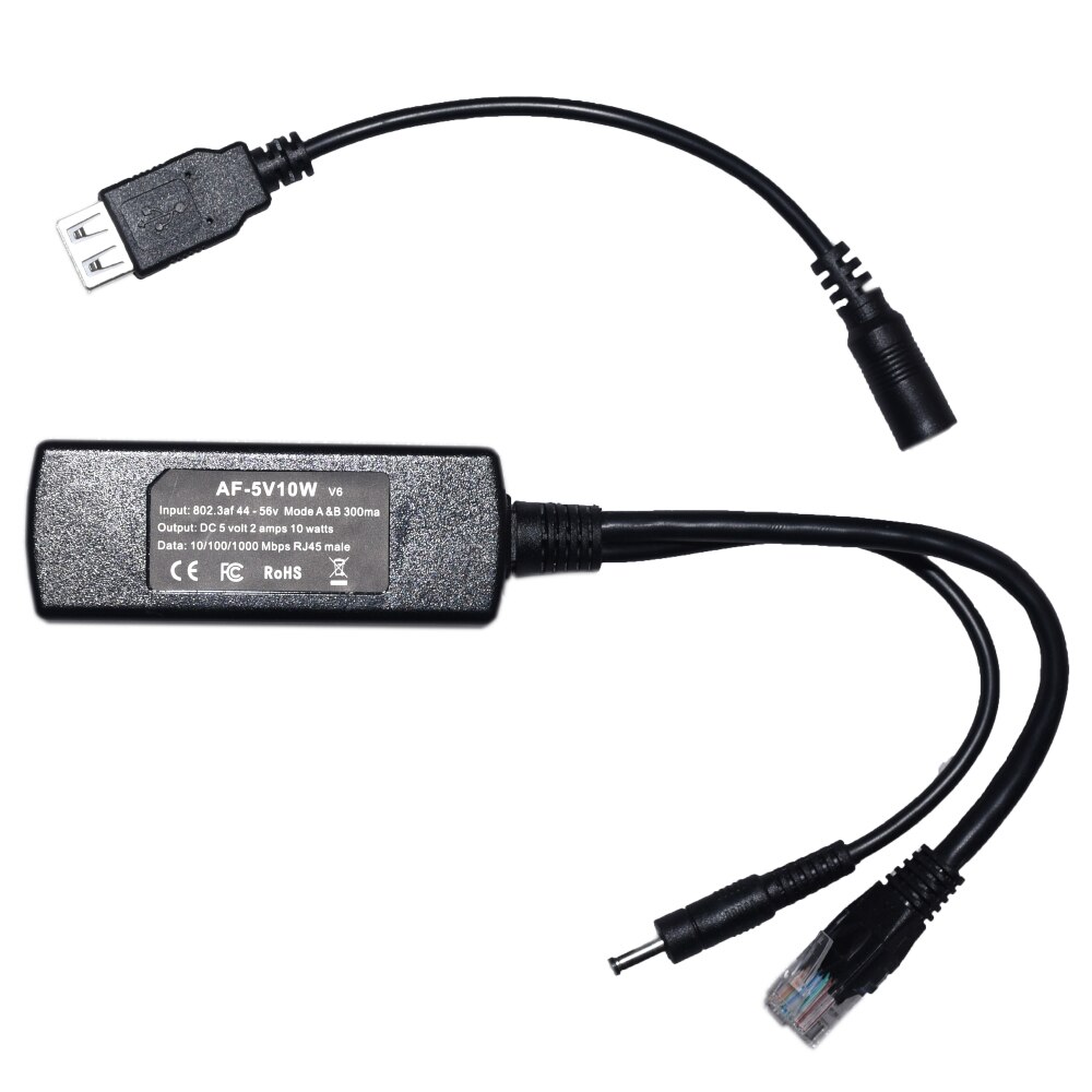 Séparateur PoE Gigabit, 10 watts, 5 volts, jusqu'à 100 mètres: AF-USB