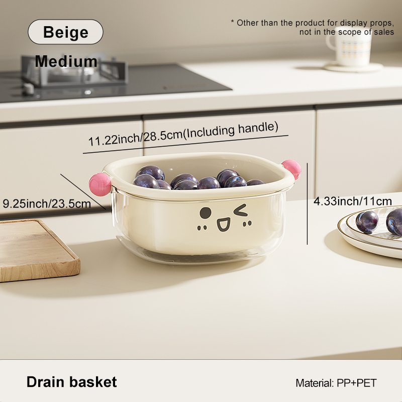 UFORU Wastafel Afvoermand Huishoudelijke Keuken Dubbele Wassen Fruitmand Wassen Groentebak Woonkamer Organizer: Ivoor