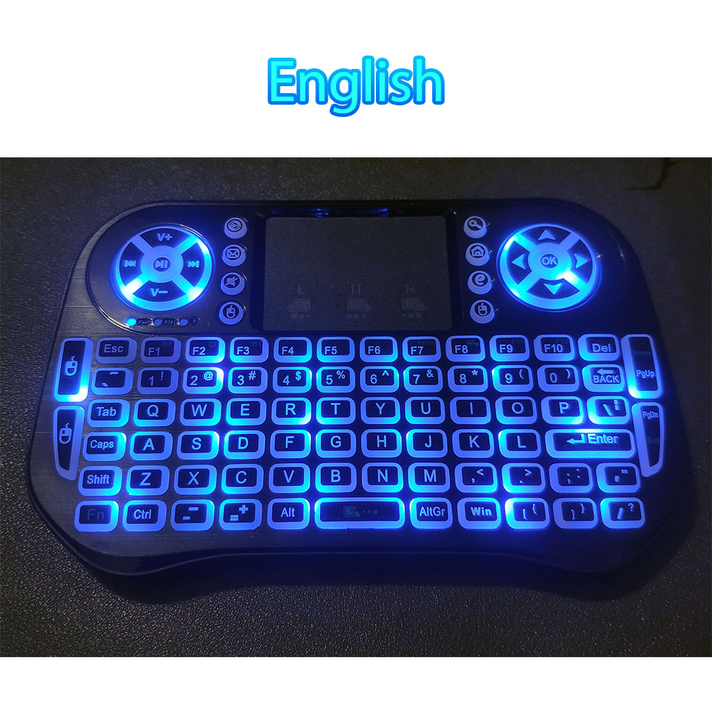 Bluetooth Wireless Mini Keyboard Backlit 2.4G USB English Russian French Spanish Portuguese Arabic Hebrew for Android TV Box PC: Olive