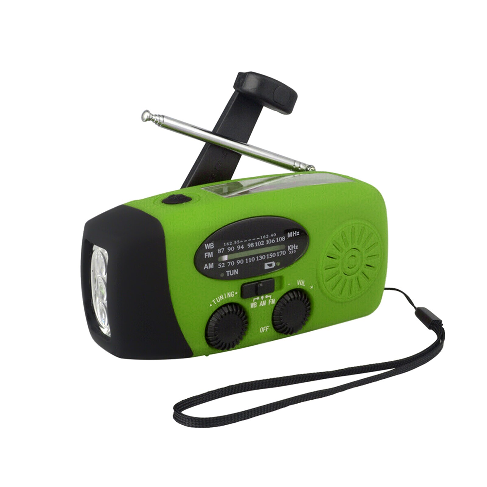 Draagbare Radio Am/Fm/Wb Radio Zaklamp Leeslamp Noaa Weer Power Bank Voor Emergency Zonne-energie Crank emergency Radio: green