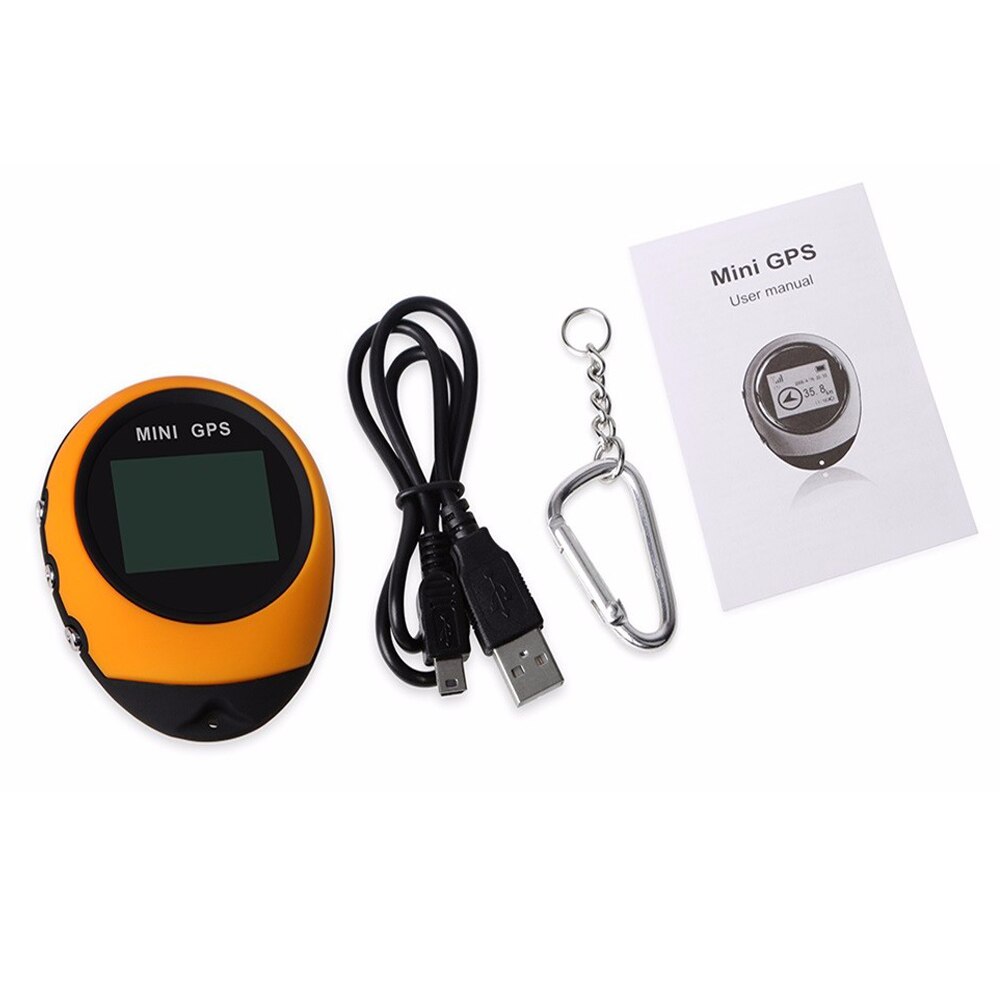 Mini gps draagbare handheld sleutelhanger tracker usb oplaadbaar locatie tracker kompas voor buiten reizen klimmen universeel: Geel