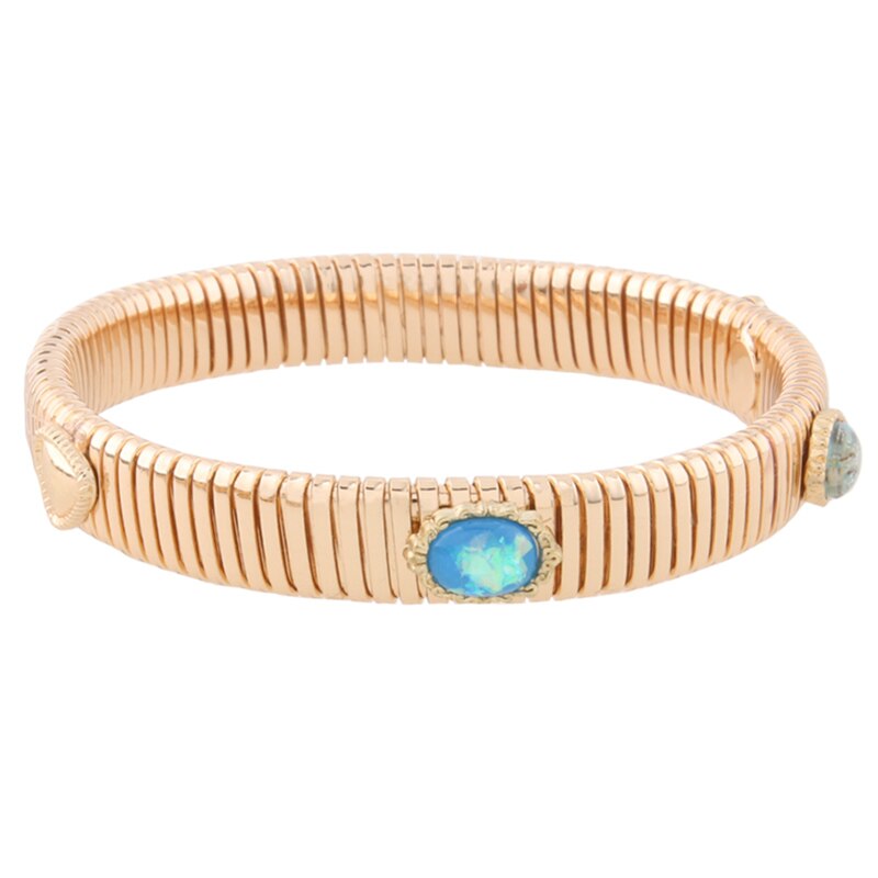 Braccialetti a catena a molla alla moda di moda braccialetti di marca in rame argentato donna manuale a gradiente aperto per regalo di gioielli con ciondoli nazionali