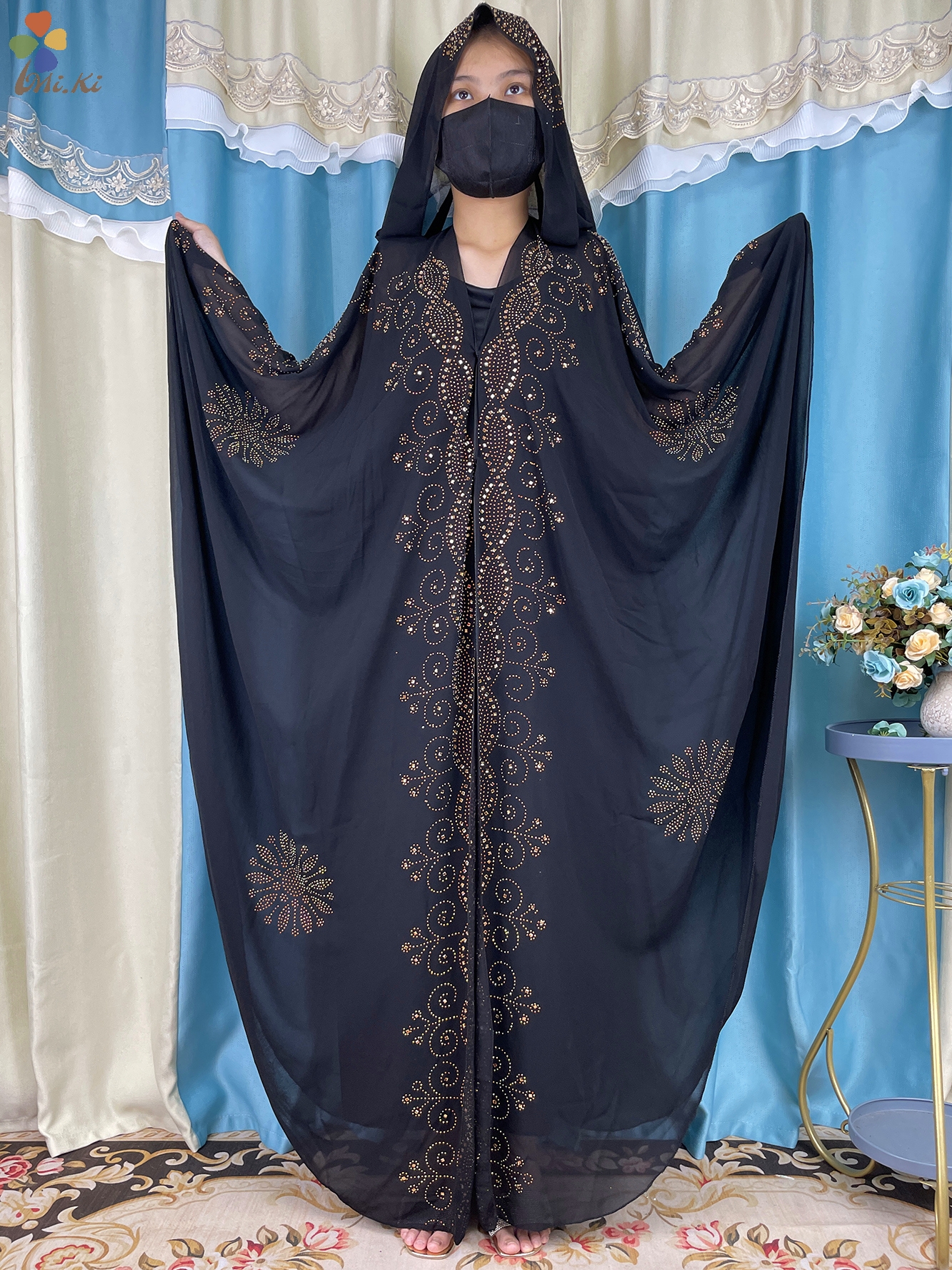 Vestido muçulmano de luxo para as mulheres, tamanho grande, abaya, roupas islâmicas, aberto, diamante, moda: CINZA