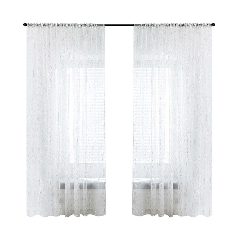 Gold Line Tulle Curtains Modern Curtains For Living Room Transparent Tulle Curtains Window Drapes Sheer For The Bedroom: Style 3