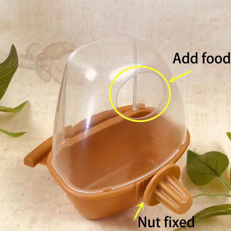 Alimentador de jaula para pájaros, recipiente colgante de agua para loros y pájaros, caja de comedero para mascotas, contenedor de comida de plástico, suministros para aves, 1 pieza