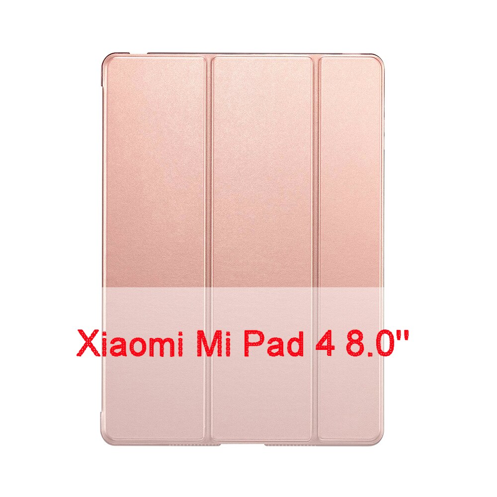 QIJUN Case For Xiaomi Mi Pad 4 8.0 inch mipad4 Mipad 4 8.0'' Funda PC Back Leather Smart Cover Magnetic Case Auto Sleep: Rose gold