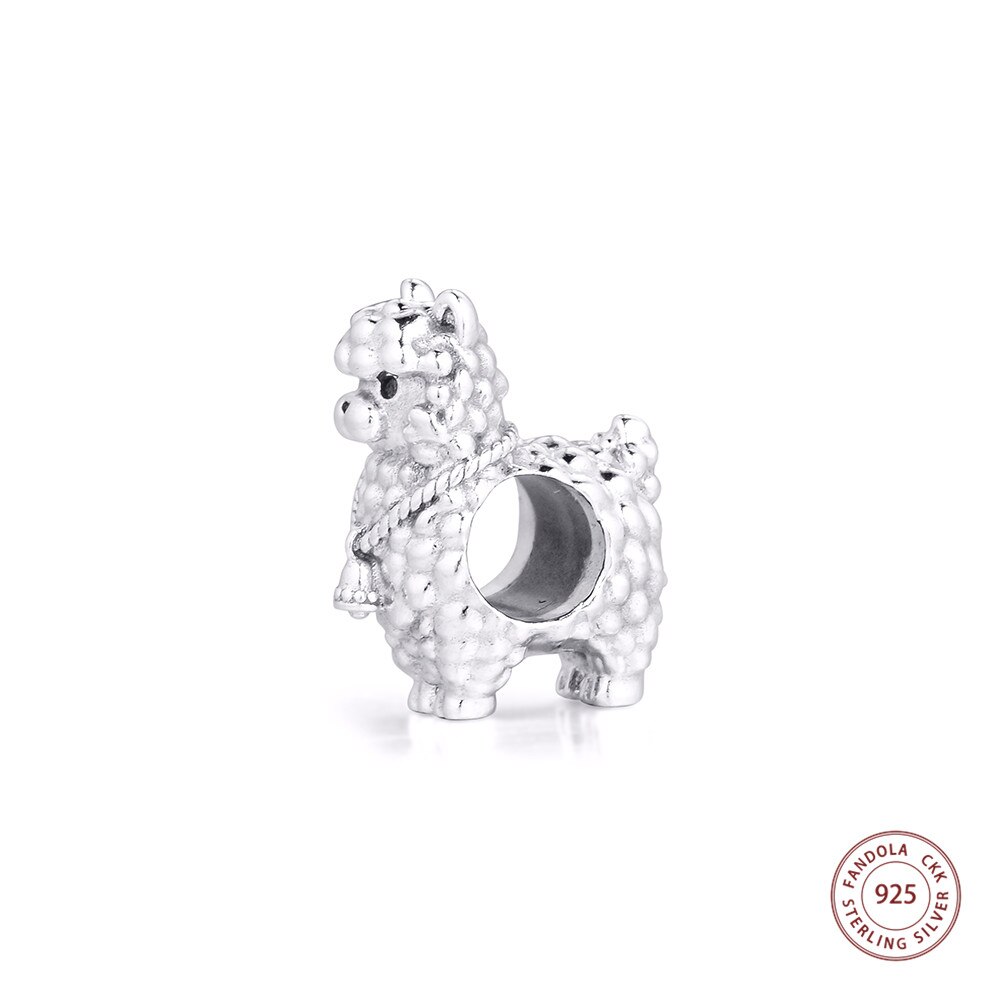 herbst Echt 925 Sterling Silber Flauschigen Lama Tier Charme Passt Original Armband Metall Perlen für Schmuck Machen bijoux