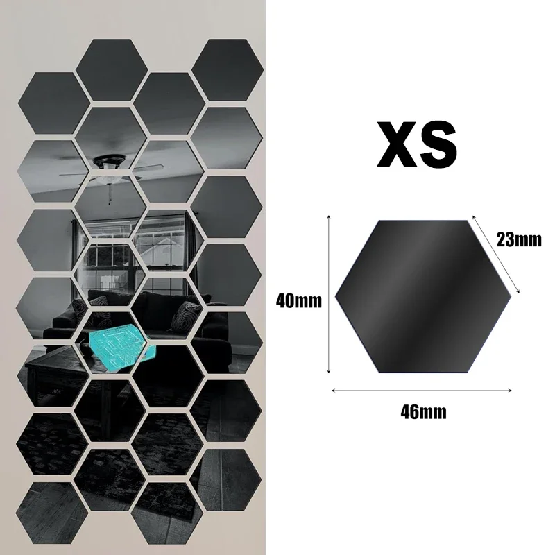 Pegatinas de pared de espejo acrílico hexagonales autoadhesivas, pegatinas de decoración de espejo autoadhesivas DIY, pegatinas de decoración de pared de habitación y dormitorio: XL / green