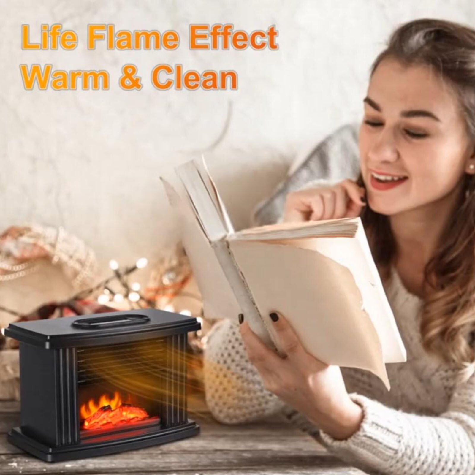 Living Room Bedroom Dual-purpose Portable Fast Heating Energy-saving Heater Electric Mini Heater Winter Warm Home Office#g30