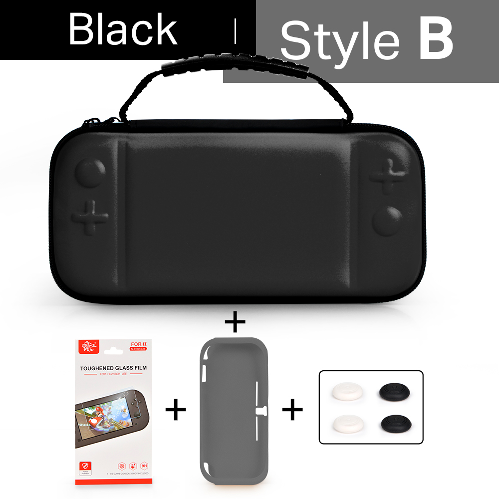 For Nintend Switch Lite Portable Bag Storage for Switch Mini Protector Case for Nintendo Switch Mini Accessories: H-Black-3in1